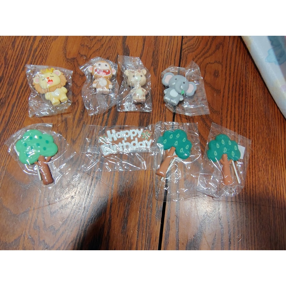Jungle Animals Cake Topper Set Wild One Safari Birthday Decorations 8pc